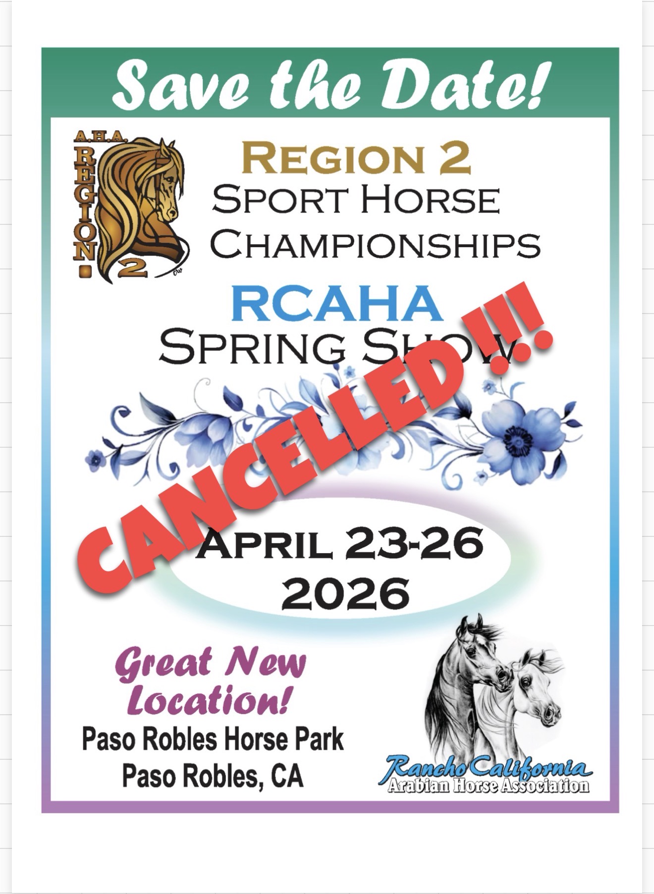 2026region2 sport horse show cancelled