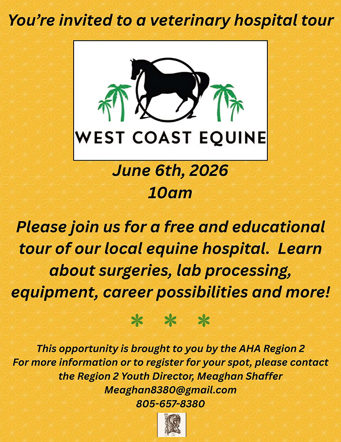 2026 Region2 Youth - West Coast Equine Veterinary Hospital Tour